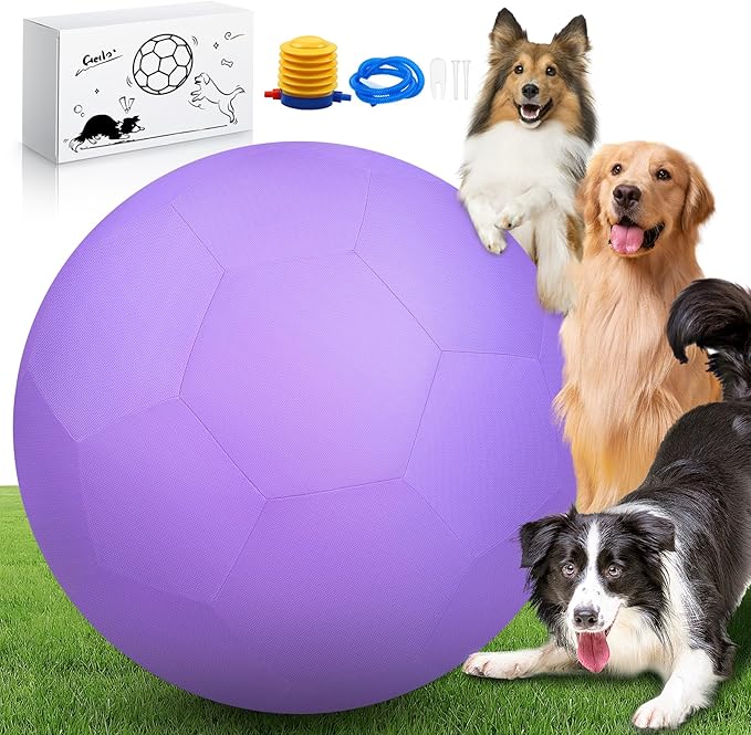 25" Herding Ball for Dogs and Horses, Durable Waterproof Dog Toy, Dual-Layer Large Interactive Pet Play Ball for Australian Shepherds, Cattle Dogs, Collies, and All Herding Breeds (Purple)