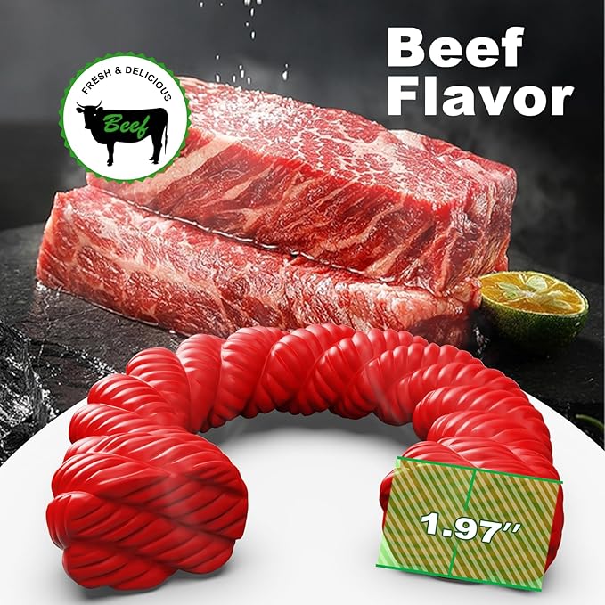 Dog Toys for Aggressive Chewers - Dog Toys for Medium Large Dogs, Toys for Traning, Indestructible Dog Toy with Beef Flavor, Natural Rubber Horseshoe-Shaped Chew Toys (Red)