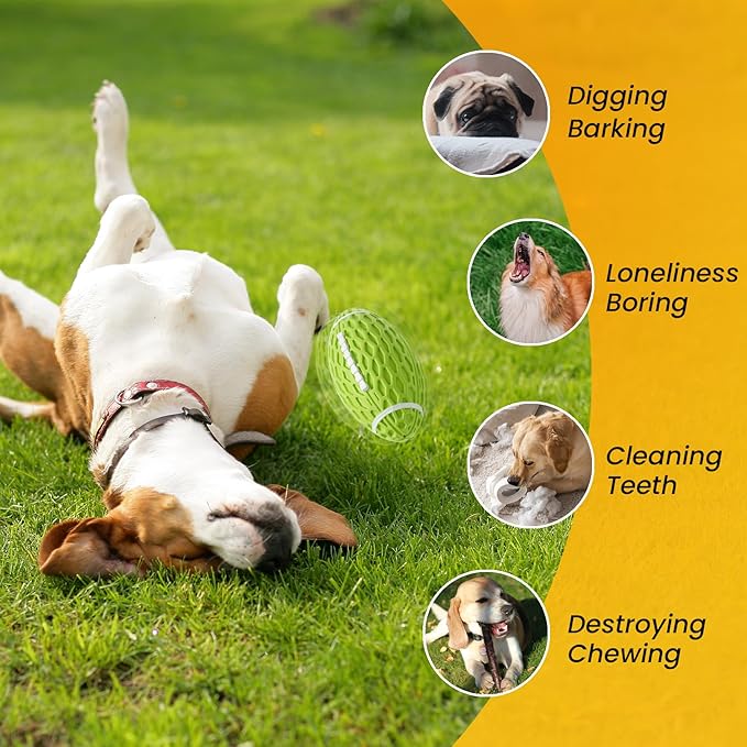 Small Squeaky Dog Toy, Rubber Dog Ball for Aggressive Chewers, Floating Fetch Outdoor Puppy Toys, Durable and Interactive Toy for Small Dogs, Bouncy Football, Green, Small