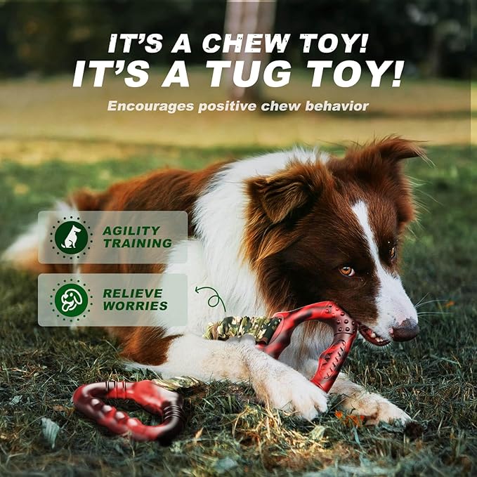 Dog Tug Toy for Large Dogs – Durable Tug-of-War Toy for Aggressive Chewers, Interactive Training Chew Toy with Elastic Rope for Indoor & Outdoor Play