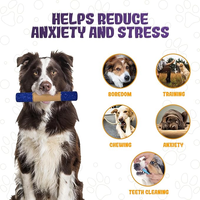 Indestructible Dog Chew Toy – Tough Rubber Stick for Aggressive Chewers, Safe & Treat-Fillable, Teething Toy for Large Breed & Puppies