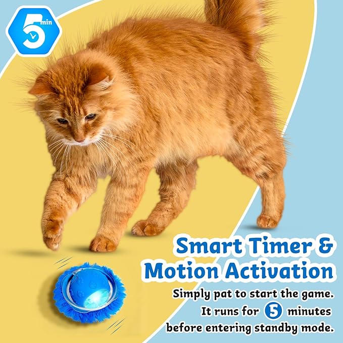 Interactive Cat Toys for Indoor Cats - Automatic Cat Toys for Bored Indoor Adult Cats in Pouch, Rechargeable Motion Activate Bird Chirping Hide and Seek Kitten Ball Toy, Mouse Catching Game for Kitten