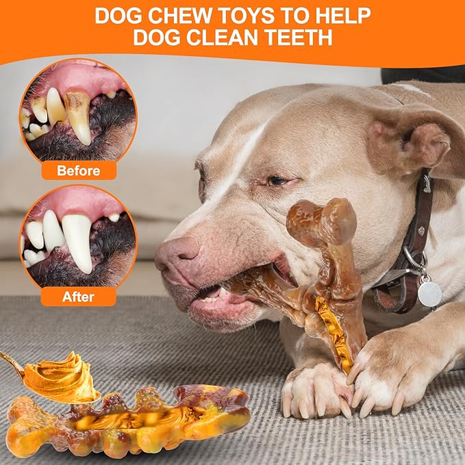 2-Pack Tough Large Dog Chew Toys - Bacon Flavor, Durable Nylon Dog Bone Toy for Aggressive Chewers, Small/Medium/Large Breed - Teeth Cleaning & Training, Avoid Loneliness & Gift