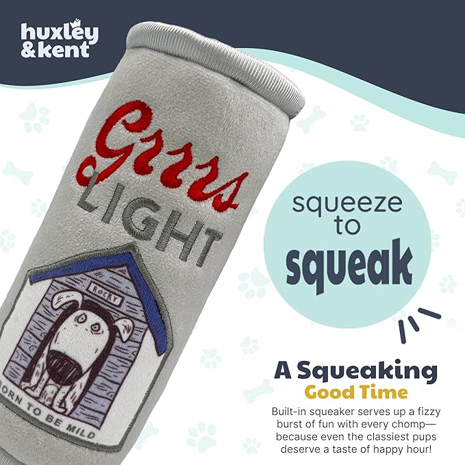 Huxley & Kent Funny Dog Toy w/Squeaker – Power Plush Squeaky Dog Toys for Small, Medium & Large Dogs – Soft Stuffed Animal for Indoor Play & Fetch - Grrrs Light, Large