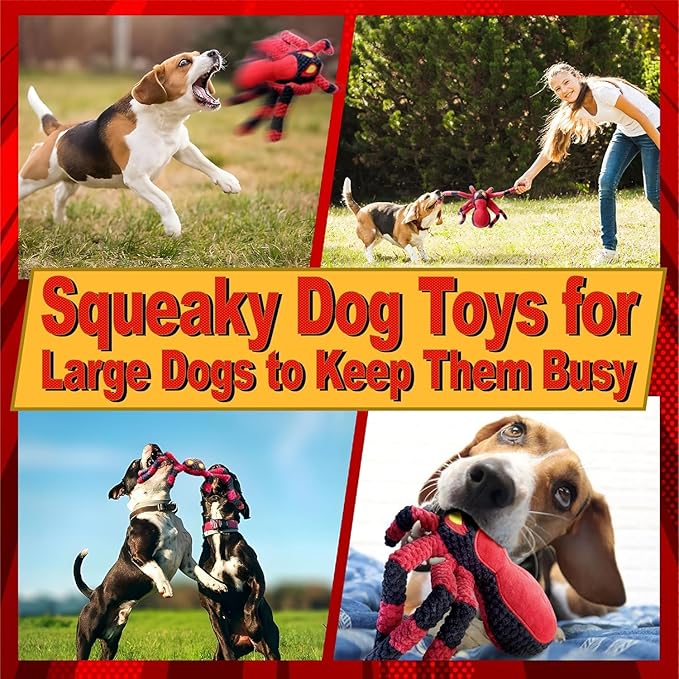 LEGEND SANDY Large Dog Toys to Keep Them Busy, Interactive Dog Toys, Squeaky Crinkle Tug of WarPuppy Toy