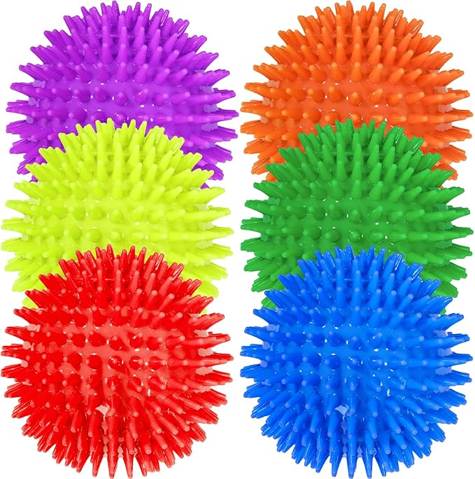 Beieverluck 6 Pack 4.5 Inch Squeaky Dog Toy Balls Spikey Dog Balls Large Dog Chew Toys for Medium Large and Small Dogs for Aggressive Chewers,6 Colors