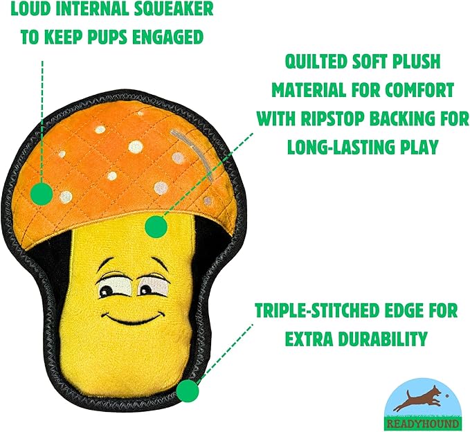 Durable Mushroom Squeaky Dog Toy for Aggressive Chewers, Tough Aggressive Dog Chew Toy, Chew Dog Toy for Puppy, Small, Medium, and Large Dogs