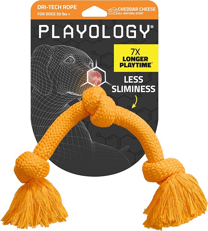 Playology Rope Toys for Dogs | Tug of War Dog Toy for Aggressive Chewers | Cheddar Cheese Scented Dog Toys | Jumbo Rope Toy for Interactive Play
