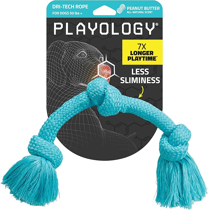 Playology Rope Toys for Dogs | Tug of War Dog Toy for Aggressive Chewers | Peanut Butter Scented Dog Toys | Jumbo Rope Toy for Interactive Play