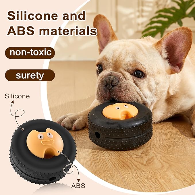 Indestructible Dog Chew Toy - Tough Rubber Treat Dispenser for Aggressive Chewers, Interactive Mental Stimulation Puppy Teething Toys for Small, Medium Large Dogs