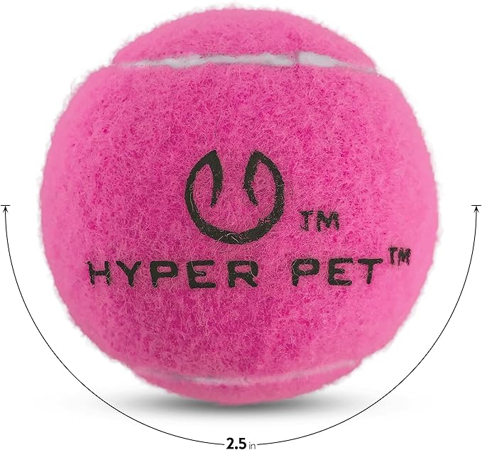 Hyper Pet Tennis Balls for Dogs (Safe Dog Tennis Ball for Exercise and Training, Interactive Toys work with Hyper Pet K9 Kannon K2 Launcher - 4 Pack 2.5" Pink