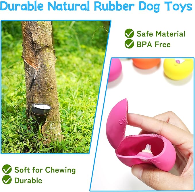 Dog Squeaky Toys Balls for Teething Puppies, Small, Medium Dogs, Latex Smiley Face Bouncy Cute Face Pet Dog Toys 6 Pcs/Set