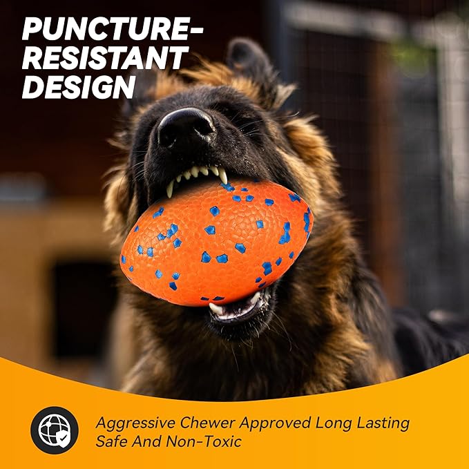 5.5 Inches Balls for Dogs, Durable Dog Football Toys for Aggressive Chewers, Large Rugby Balls, Floating Dog Toys for Water Fetch for Medium and Large Breed, Orange