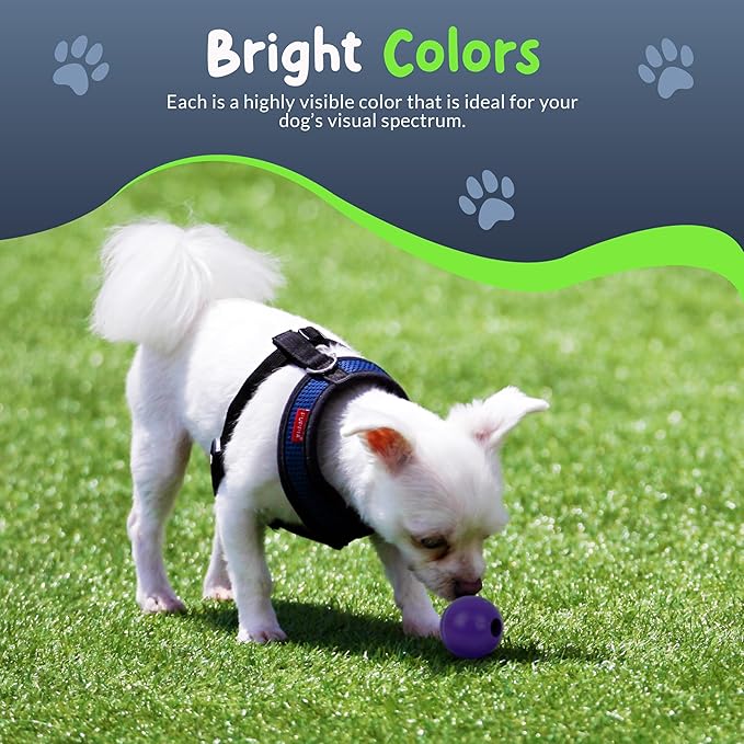 Balls for Aggressive Chewers - Small Dogs and Puppies - 1.5 Inch - 4 Pack - Indestructible Rubber Dog Chew Toys Bulk for Miniature Toy Breeds