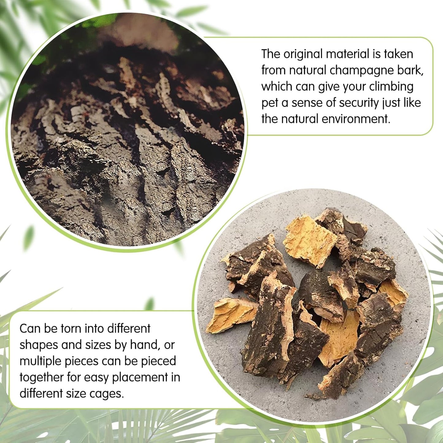 kathson 2PCS 15.7"L x 11.8"W Cork Tile Background Bark Reptile Tank Background Terrarium Backdrop Wall Decor Natural Reptile Climbing Mat for Spider Gecko Lizard Chameleon Bearded Dragon Turtle Snake