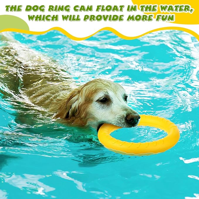 Liliful 4 Pcs Dog Rings Toy, Dog Training Ring Outdoor Flying Discs for Aggressive Small Medium Large Puppy Teeth Cleaning Fetch Chew Toys, 11 Inch, 4 Colors