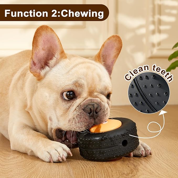 Indestructible Dog Chew Toy - Tough Rubber Treat Dispenser for Aggressive Chewers, Interactive Mental Stimulation Puppy Teething Toys for Small, Medium Large Dogs
