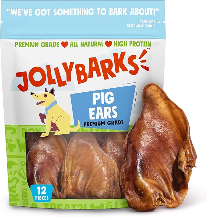 Natural Whole Pig Ears for Dogs Large, Pigs Ears for Dogs - Premium Dog Ear Treat - Dog Chew Treats for Large and Small Breeds (12 Pack)