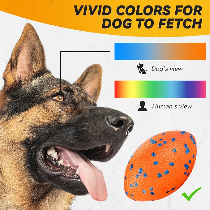 5.5 Inches Balls for Dogs, Durable Dog Football Toys for Aggressive Chewers, Large Rugby Balls, Floating Dog Toys for Water Fetch for Medium and Large Breed, Orange