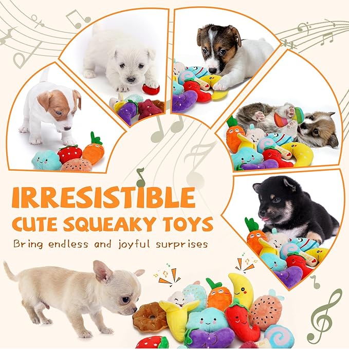 Charming Chorus 20-Pack Squeaky Toys Set - 4 Bags, Plush Puppy Toys With Cute Characters for Small Dogs, Interactive Squeak Toys for Fun & Teeth Cleaning