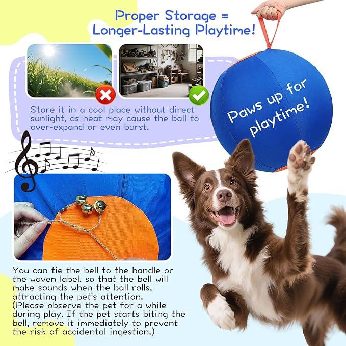 25" Herding Ball for Dogs – Indestructible Horse Ball with Cover – Fun & Durable Herding Dog Toys for Outdoor Play and Training – Ideal for Australian Shepherds & Other Large Breeds