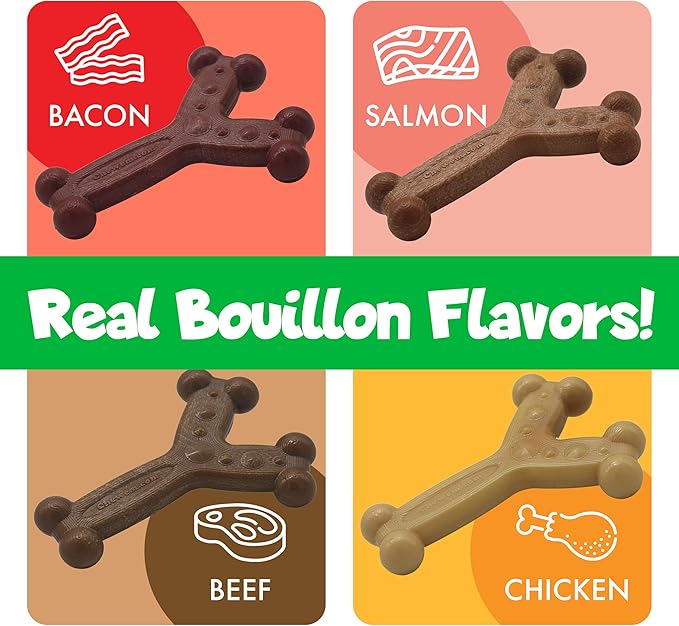 Chew'ems Durable Chew Toys for Small Dogs | Safe, Long-Lasting & Flavorful Chew Dog Toys, Small Dog Breeds | Bacon-Flavored