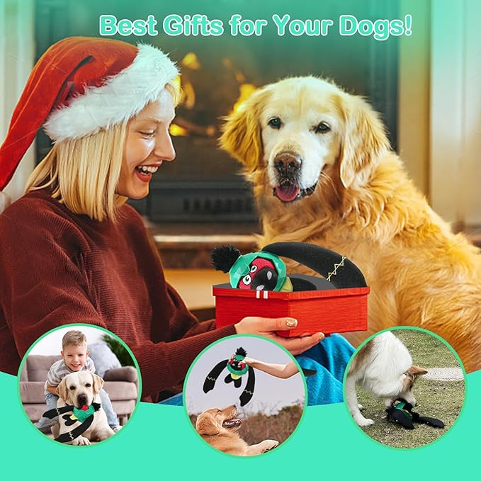 Tough Dog Toys – Crinkle Dog Chew Toys to Keep Them Busy, Interactive Treat Dispensing Puppy Puzzle Toys for Boredom Relief, Less Stuffed Pet Toys for Small, Medium and Large Dogs (Green)