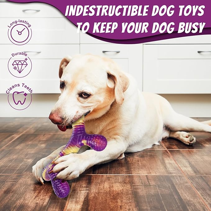 Dog Toys for Aggressive Chewers 2 Pack, Indestructible Dog Toys for Large Dogs, Tough Dogs Chew Toy to Keep Them Busy, Beef Flavored, Gifts for Large Medium Breed