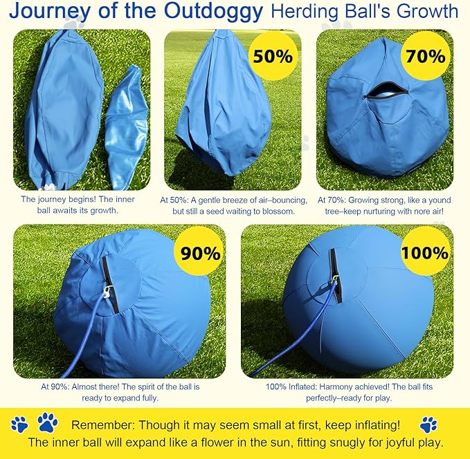 Herding Ball for Dogs 18 Inch - Dual-Layer Heavy Duty Herding Ball for Australian Shepherds, Border Collies & Corgis | Outdoor Herding Toy for Small/Medium Dogs - Backyard Chasing and Training - Blue