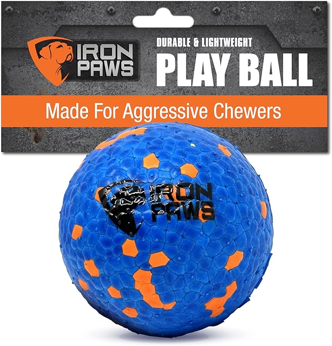 Indestructible Dog Ball, Blue - Tough Dog Toy for Aggressive Chewers, Great for Indoor and Outdoor Play, Soft Dog Toy for Fetch