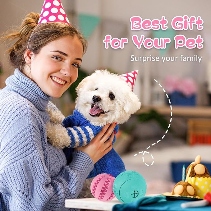 HIPPIH Dog Puzzle Toys 2 Pack, Dog Enrichment Toys for Large Dogs & Small Dogs, Puppy Balls for Treat Dispensing, Durable Balls for Teeth Cleaning/IQ Training/Chewing