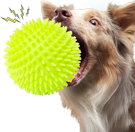 Indestructible Squeaky Dog Toys for Aggressive Chewers, Interactive Spike Dogs Balls Toys for Medium & Large Dogs, Durable Floating Dog Toy Ball for Outdoor Play