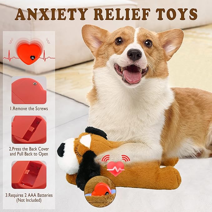 Heartbeat Puppy Toy, Puppy Sleep Aid Toy, Small Dog Training Toys for Separation Anxiety Relief, Pets Plush Toys for Dogs Cats (Yelow)