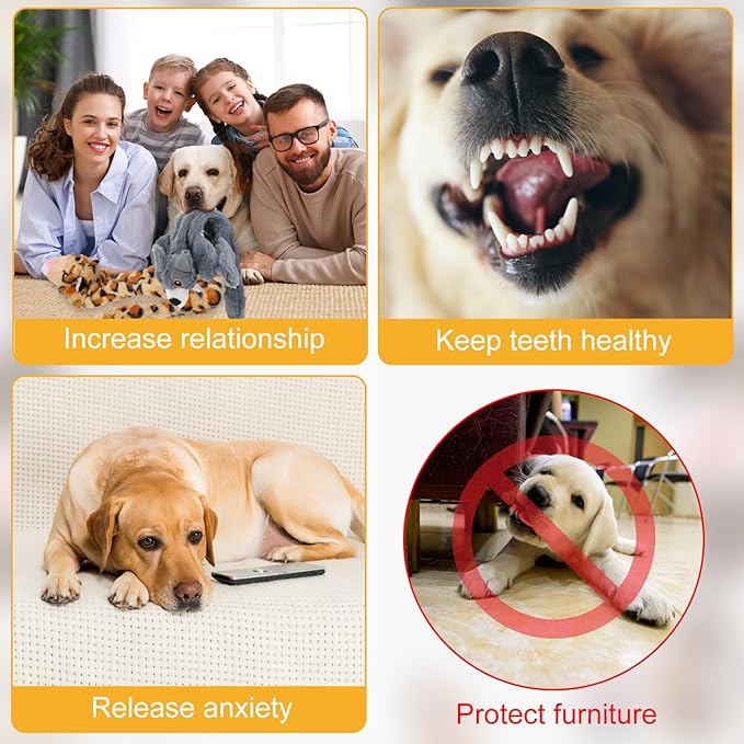 Sratte 10 Pcs Dog Squeaky Toys No Stuffing Crinkle Pet Toy for Aggressive Chewers Plush Teething Puppy Squeak Toys Animals Chew Supplies for Small Medium Large Pet, 10 Styles (Delicate Style)