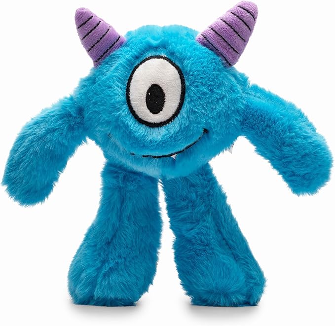 Flourish Pets 3 in 1 Multi-Layer Chew Toy for Active Dogs | Non-Toxic BPA Free Double Stitched Soft Fabric Exterior Dog Toys | Long-Lasting Dog Plush Toys – Large, Blue Monster 11"