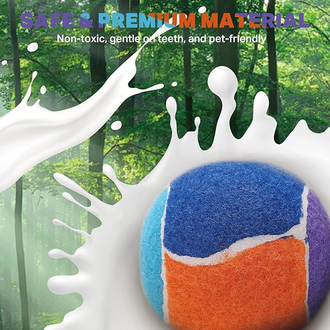 AMA SPORT Squeaky Balls for Dogs 2.5" Small Medium Dog Tennis Balls for Throwing and Fetching Dog Toys for Training, Exercise, High Bouncing 12 Pack Multicolor