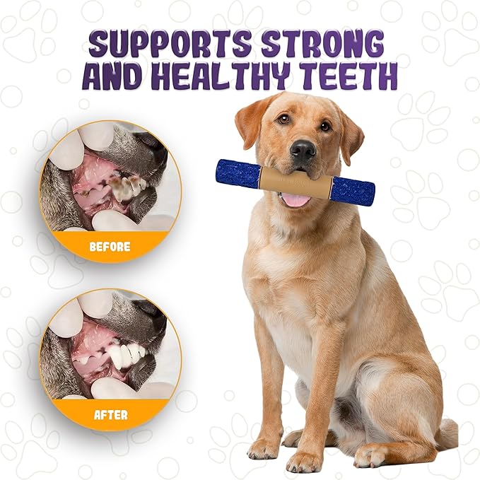Indestructible Dog Chew Toy – Tough Rubber Stick for Aggressive Chewers, Safe & Treat-Fillable, Teething Toy for Large Breed & Puppies