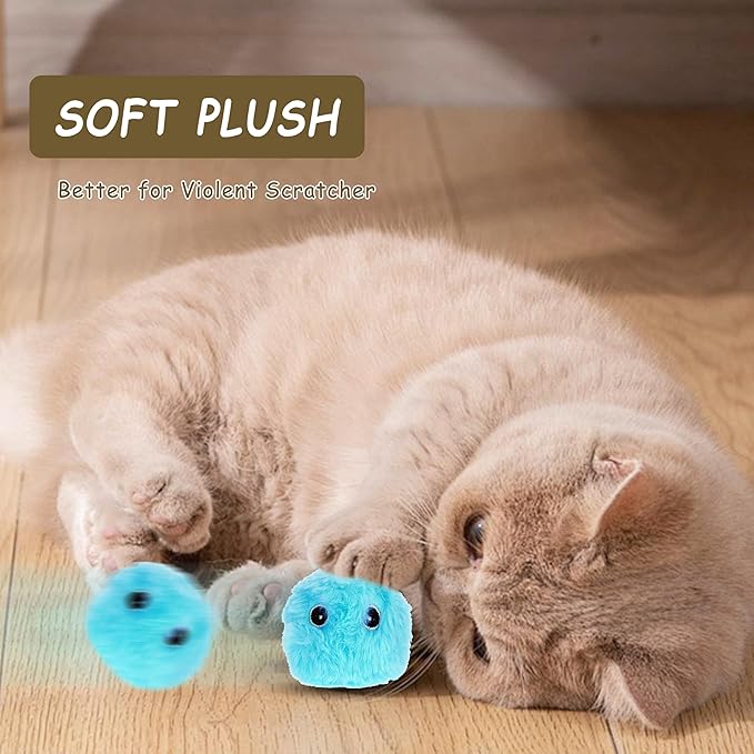 Cat Toy Balls with Sound, Chirping Cat Toys with Catnip, 3 Pcs Fluffy Plush Toy Balls, Interactive Kitten Toys for Indoor Cats (Bird+Frog+Crickets, Plush)