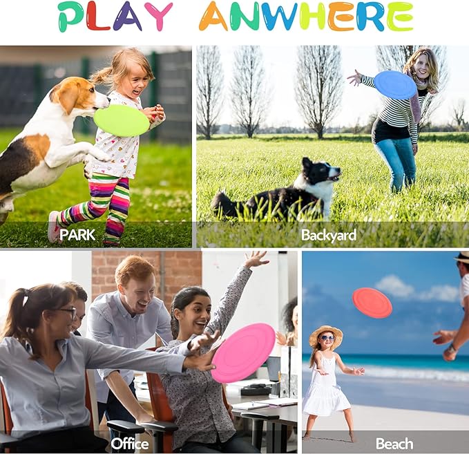 Vinsot Flying Discs Bulk Flying Discs for Kids Soft Rubber Flyer Disk Outdoor for Children Adults for Sports Party Favors, 7 Colors