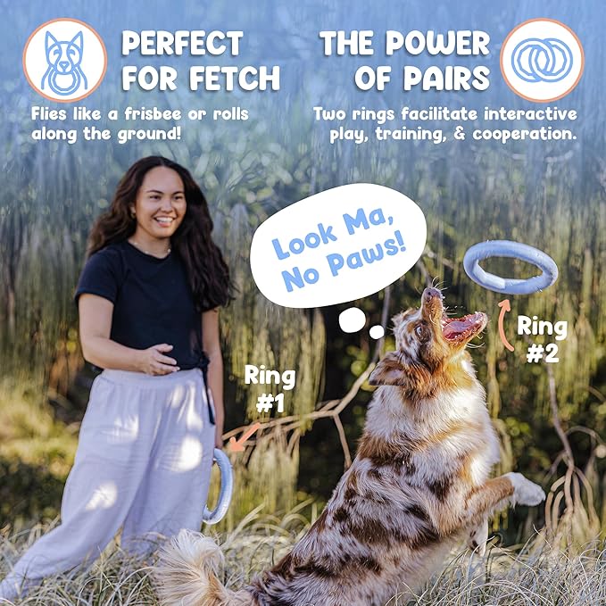 Set of 2 Active Dog Toy Rings - Floating Dog Rings for Outdoor Play, Training & Fetch - Durable Fetch Toy, Frisbee Alt, Outside Yard Toys for Medium Breeds - Blue