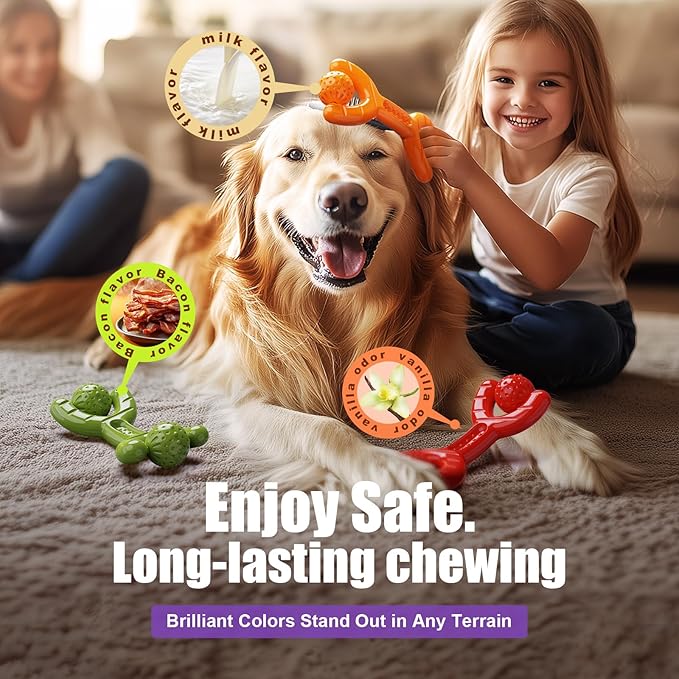 Indestructible Dog Toys for Aggressive Chewers, Heavy Duty Chew Proof Toys for Large Dogs, Durable Interactive Chew Toys for Adult Dogs with Anxiety Relief