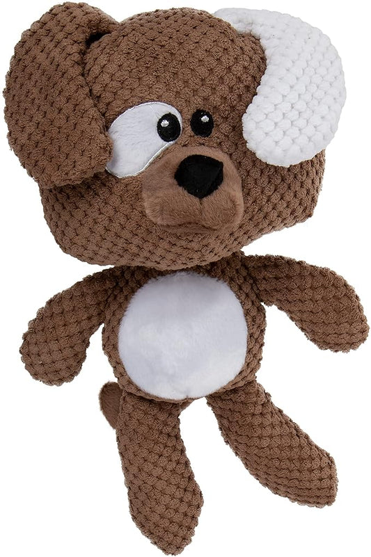 goDog Checkers Dog Squeaky Plush Dog Toy, Chew Guard Technology - Brown, Large