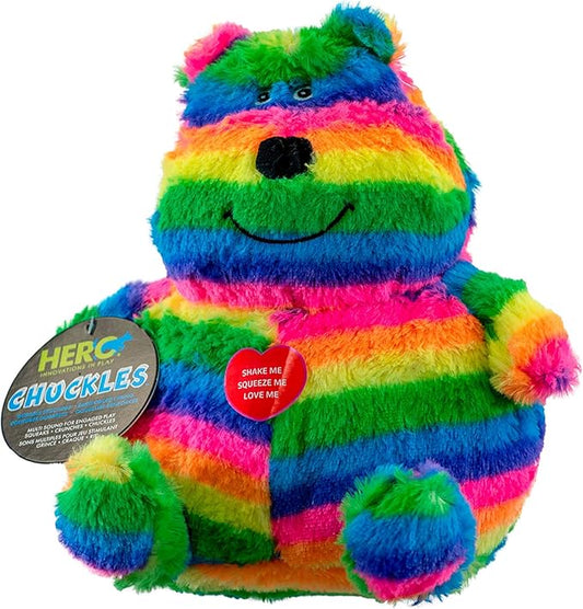 Hero - Chuckles Bellies - Rainbow Bear Plush Dog Toy - Dog Squeaky Toys - Durable Stuffed Animal with 3 in 1 Squeaker