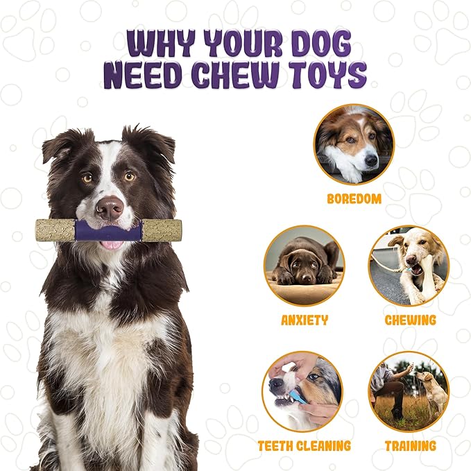 Indestructible Dog Chew Toy – Tough Rubber Stick for Aggressive Chewers, Safe & Treat-Fillable, Teething Toy for Large Breed & Puppies