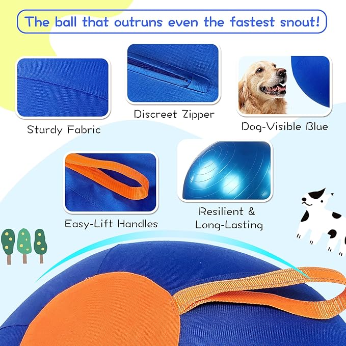 25" Herding Ball for Dogs – Indestructible Horse Ball with Cover – Fun & Durable Herding Dog Toys for Outdoor Play and Training – Ideal for Australian Shepherds & Other Large Breeds