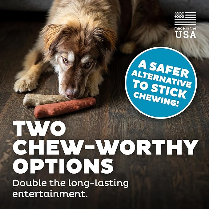 Outward Hound Dogwood Durable Dog Chew Toys, Real Wood & Mesquite, 2-Pack, Medium