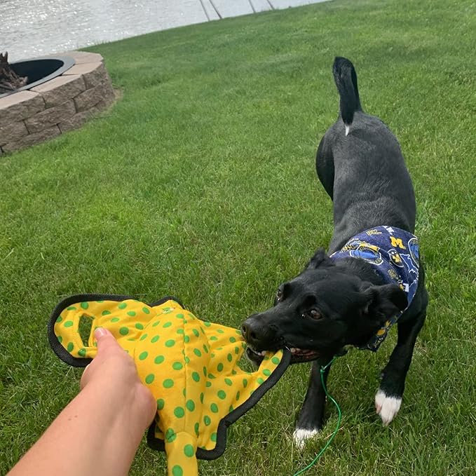 SmartPetLove Snuggle Puppy Tender-Tuffs Tug of War Dog Toy - Extra Large Yellow Stingray Big Ray with Puncture Resistant Squeaker