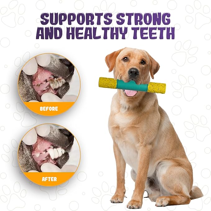 Indestructible Dog Chew Toy – Tough Rubber Stick for Aggressive Chewers, Safe & Treat-Fillable, Teething Toy for Large Breed & Puppies