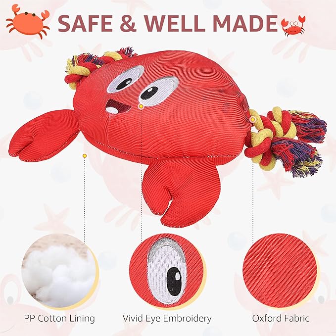 SCENEREAL Dog Water Toy for Small Medium Dogs- Floating Dog Toys Squeaky Toys for Pool Fetch, Crab Shape Durable Rope Interactive Pet Chew Toy Summer Outdoor Interactive Play