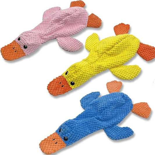 No Stuffing Dog Toys 3 Pack, Squeaky Dog Toys for Large Dogs, Plush Toys for Aggressive Chewers Small Medium Large Breeds, Puppy Chew Toys for Teething (Pineapple Plaid)